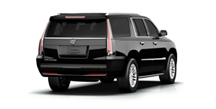 Rear view of black Cadillac Escalade