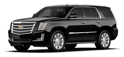 Black New Cadillac Escalade SUV on display